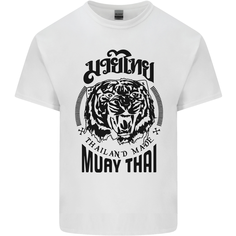 Muay Thai Fighter Warrior MMA Martial Arts Mens Cotton T-Shirt Tee Top White