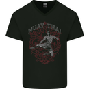 Muay Thai Fighter Warrior MMA Martial Arts Mens V-Neck Cotton T-Shirt Black