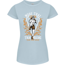 Muay Thai Fighter Warrior MMA Martial Arts Womens Petite Cut T-Shirt Light Blue