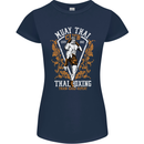 Muay Thai Fighter Warrior MMA Martial Arts Womens Petite Cut T-Shirt Navy Blue