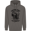 Muay Thai Full Contact Martial Arts MMA Mens 80% Cotton Hoodie Charcoal