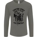 Muay Thai Full Contact Martial Arts MMA Mens Long Sleeve T-Shirt Charcoal