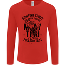 Muay Thai Full Contact Martial Arts MMA Mens Long Sleeve T-Shirt Red