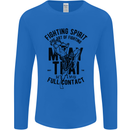 Muay Thai Full Contact Martial Arts MMA Mens Long Sleeve T-Shirt Royal Blue