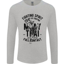 Muay Thai Full Contact Martial Arts MMA Mens Long Sleeve T-Shirt Sports Grey