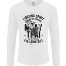 Muay Thai Full Contact Martial Arts MMA Mens Long Sleeve T-Shirt White