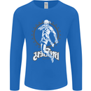 Muay Thai Skeleton MMA Mixed Martial Arts Mens Long Sleeve T-Shirt Royal Blue