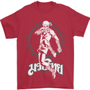 Muay Thai Skeleton MMA Mixed Martial Arts Mens T-Shirt Cotton Gildan Red
