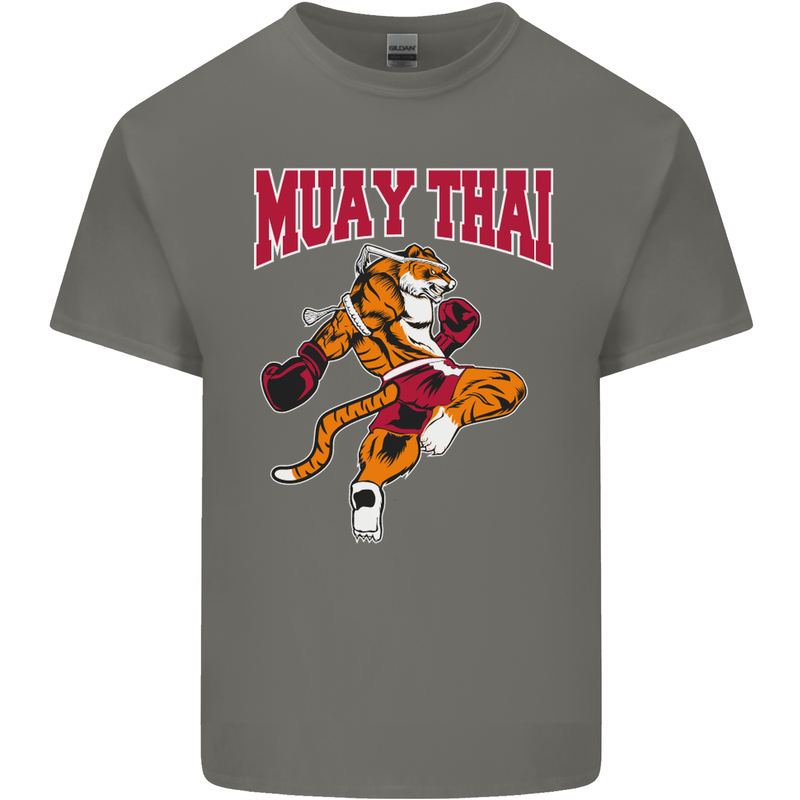 Muay Thai Tiger MMA Mixed Martial Arts Kids T-Shirt Childrens Charcoal