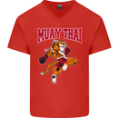 Muay Thai Tiger MMA Mixed Martial Arts Mens V-Neck Cotton T-Shirt Red