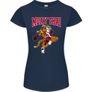 Muay Thai Tiger MMA Mixed Martial Arts Womens Petite Cut T-Shirt Navy Blue
