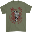 Muay Thai Tiger Warrior MMA Martial Arts Mens T-Shirt Cotton Gildan Military Green