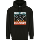 Mum Level Unlocked New Mommy Baby Born Mens 80% Cotton Hoodie Black