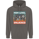 Mum Level Unlocked New Mommy Baby Born Mens 80% Cotton Hoodie Charcoal