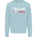 Mum of 3 Boys Funny Mother's Day Mens Sweatshirt Jumper Light Blue