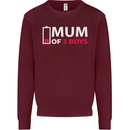 Mum of 3 Boys Funny Mother's Day Mens Sweatshirt Jumper Maroon
