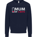 Mum of 3 Boys Funny Mother's Day Mens Sweatshirt Jumper Navy Blue