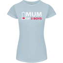 Mum of 3 Boys Funny Mother's Day Womens Petite Cut T-Shirt Light Blue