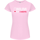 Mum of 3 Boys Funny Mother's Day Womens Petite Cut T-Shirt Light Pink