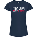 Mum of 3 Boys Funny Mother's Day Womens Petite Cut T-Shirt Navy Blue