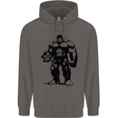 Muscle Man Gym Training Top Bodybuilding Mens 80% Cotton Hoodie Charcoal