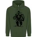 Muscle Man Gym Training Top Bodybuilding Mens 80% Cotton Hoodie Forest Green