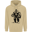 Muscle Man Gym Training Top Bodybuilding Mens 80% Cotton Hoodie Sand