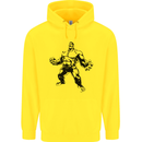 Muscle Man Gym Training Top Bodybuilding Mens 80% Cotton Hoodie Yellow