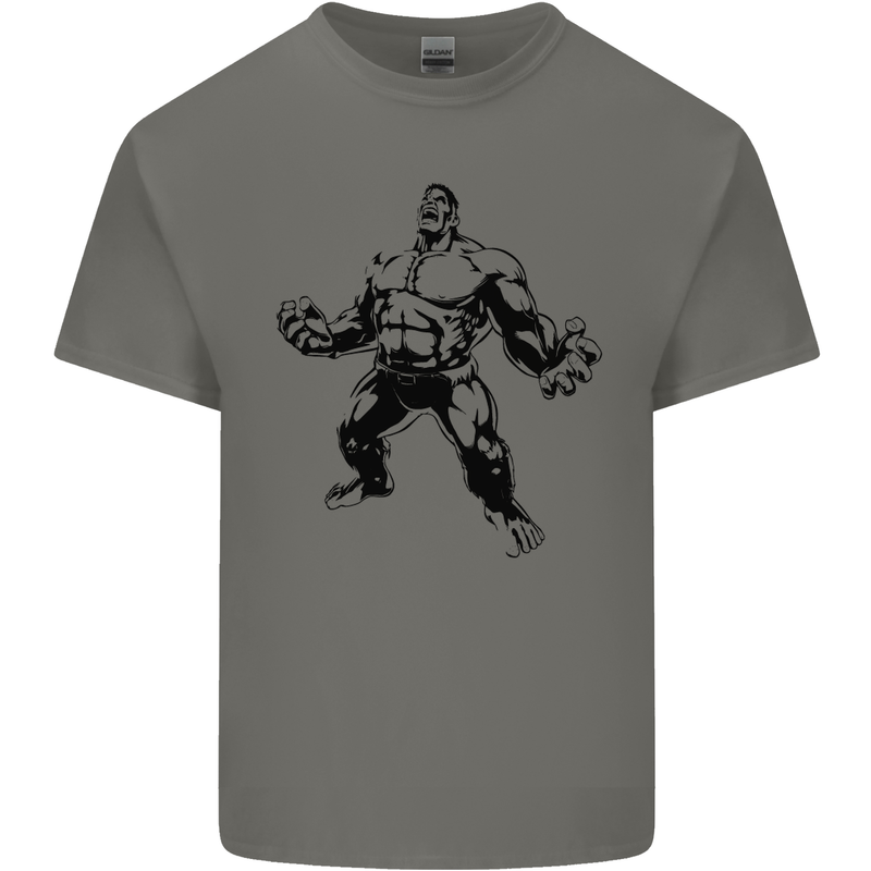 Muscle Man Gym Training Top Bodybuilding Mens Cotton T-Shirt Tee Top Charcoal