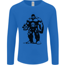 Muscle Man Gym Training Top Bodybuilding Mens Long Sleeve T-Shirt Royal Blue