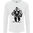 Muscle Man Gym Training Top Bodybuilding Mens Long Sleeve T-Shirt White