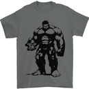 Muscle Man Gym Training Top Bodybuilding Mens T-Shirt Cotton Gildan Charcoal