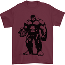 Muscle Man Gym Training Top Bodybuilding Mens T-Shirt Cotton Gildan Maroon