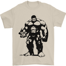 Muscle Man Gym Training Top Bodybuilding Mens T-Shirt Cotton Gildan Sand