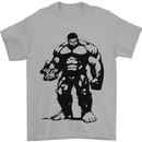 Muscle Man Gym Training Top Bodybuilding Mens T-Shirt Cotton Gildan Sports Grey