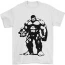 Muscle Man Gym Training Top Bodybuilding Mens T-Shirt Cotton Gildan White