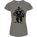 Muscle Man Gym Training Top Bodybuilding Womens Petite Cut T-Shirt Charcoal