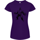 Muscle Man Gym Training Top Bodybuilding Womens Petite Cut T-Shirt Purple