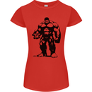 Muscle Man Gym Training Top Bodybuilding Womens Petite Cut T-Shirt Red