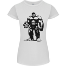 Muscle Man Gym Training Top Bodybuilding Womens Petite Cut T-Shirt White