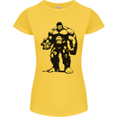 Muscle Man Gym Training Top Bodybuilding Womens Petite Cut T-Shirt Yellow