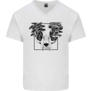 Mushroom Alien Skull Mens V-Neck Cotton T-Shirt White