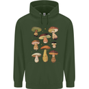 Mushroom Faces Foraging Mycology Childrens Kids Hoodie Forest Green