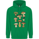 Mushroom Faces Foraging Mycology Childrens Kids Hoodie Irish Green