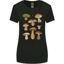 Mushroom Faces Foraging Mycology Womens Wider Cut T-Shirt Black