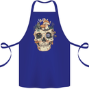Mushroom Skull Nature Ecology Toadstool Cotton Apron 100% Organic Royal Blue
