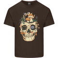 Mushroom Skull Nature Ecology Toadstool Mens Cotton T-Shirt Tee Top Dark Chocolate