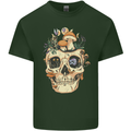 Mushroom Skull Nature Ecology Toadstool Mens Cotton T-Shirt Tee Top Forest Green