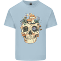 Mushroom Skull Nature Ecology Toadstool Mens Cotton T-Shirt Tee Top Light Blue