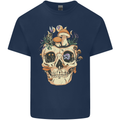 Mushroom Skull Nature Ecology Toadstool Mens Cotton T-Shirt Tee Top Navy Blue